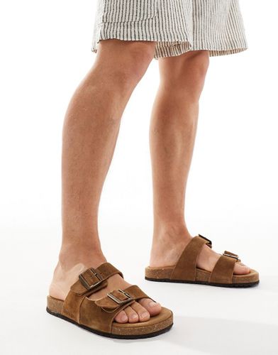 Sandali color cuoio in pelle scamosciata con due cinturini - Jack & Jones - Modalova