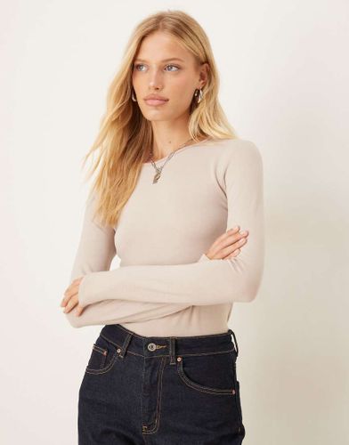 Top à manches longues avec col rond - Taupe - Jdy - Modalova