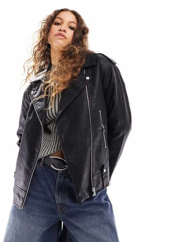 Giacca biker oversize in pelle sintetica nera - JJXX - Modalova