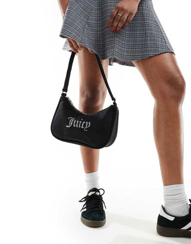 Borsa da spalla nera in velour con strass - Juicy Couture - Modalova