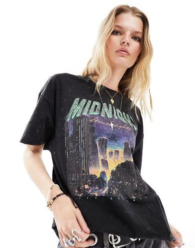 T-shirt decorata oversize slavato con grafica - ONLY - Modalova