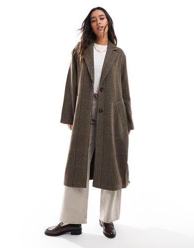 Cappotto taglio lungo marrone a quadri con cintura - ONLY - Modalova