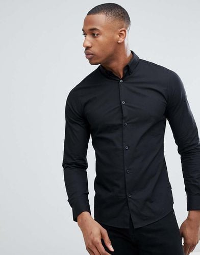 Camicia in popeline slim stretch nera - ONLY & SONS - Modalova