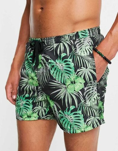 Pantaloncini da bagno neri con stampa hawaiana - ONLY & SONS - Modalova