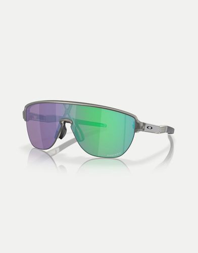 Occhiali da sole a mascherina stile corridore opaco inchiostro con lenti a specchio verdi - Oakley - Modalova