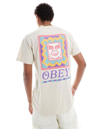 T-shirt color pietra tinta in capo con stampa sul retro - Obey - Modalova