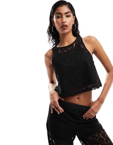 Crop top in pizzo con scollo a vogatore in coordinato - Object - Modalova