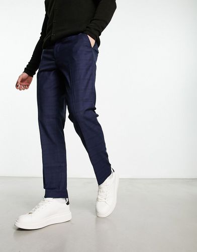 Pantaloni eleganti slim taglio corto blu navy a quadri - Original Penguin - Modalova