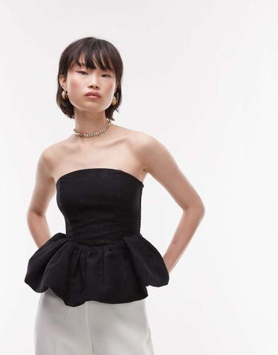 Top bandeau en brocart à ourlet bouffant et motif fleuri métallisé - Noir - Other Stories - Modalova