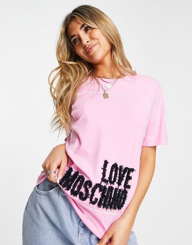 T-shirt con riquadro con logo testurizzato - Love Moschino - Modalova
