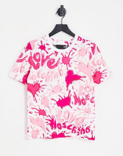 T-shirt multicolore con stampa di schizzi e logo - Love Moschino - Modalova