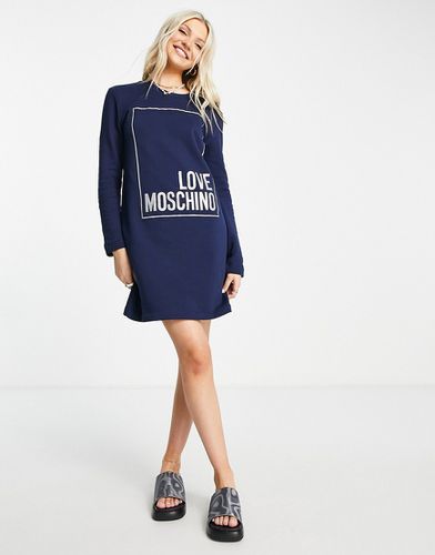 Vestito felpa con logo riquadrato - Love Moschino - Modalova