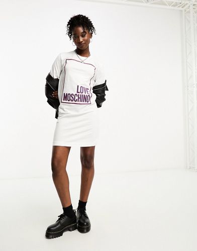 Vestito T-shirt con logo squadrato - Love Moschino - Modalova