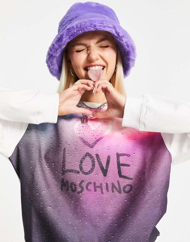 Felpa multicolore sfumato con logo - Love Moschino - Modalova