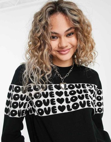 Felpa nera con logo sul davanti - Love Moschino - Modalova