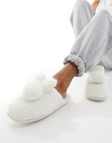 Pantofole bianche con pompon a coniglio - Lovestruck - Modalova
