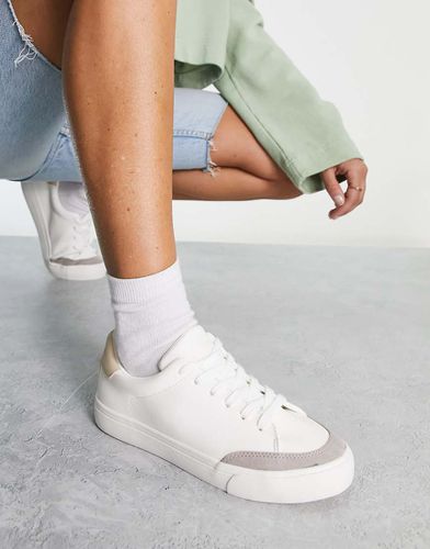 Sneakers minimal stringate bianche e beige - London Rebel - Modalova