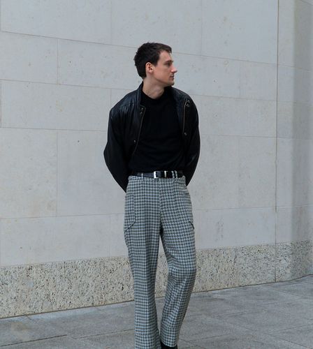X Isaac Hudson - Pantaloni extra larghi a fondo ampio in pied de poule color profondo - Labelrail - Modalova