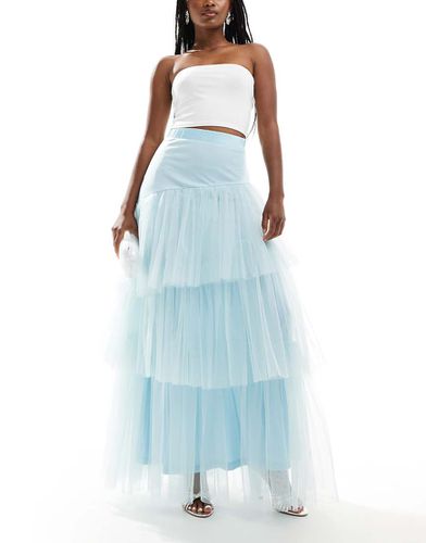 Gonna lunga in tulle asimmetrica cielo - Lace & Beads - Modalova