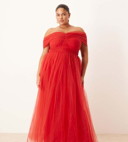 Robe longue en tulle à épaules dénudées - Lace & Beads Plus - Modalova