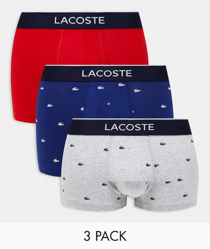 Confezione da 3 boxer aderenti con stampa - Lacoste - Modalova