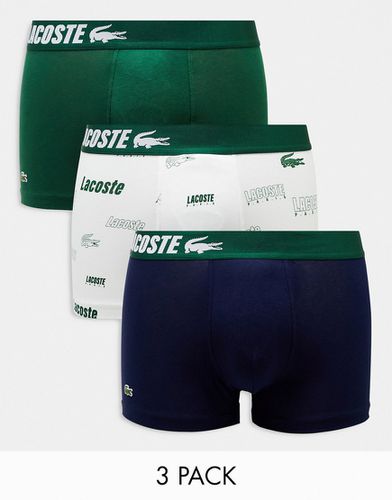 Confezione da 3 paia di boxer aderenti verdi in cotone elasticizzato con logo - Lacoste - Modalova