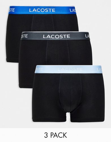 Essentials - Confezione da 3 boxer aderenti neri con fascia in vita a contrasto - Lacoste - Modalova