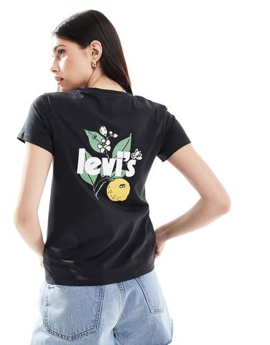 Perfect - T-shirt nera con stampa del logo e limone - Levi's - Modalova