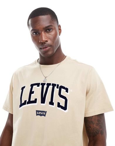 T-shirt comoda beige con logo stile college - Levi's - Modalova