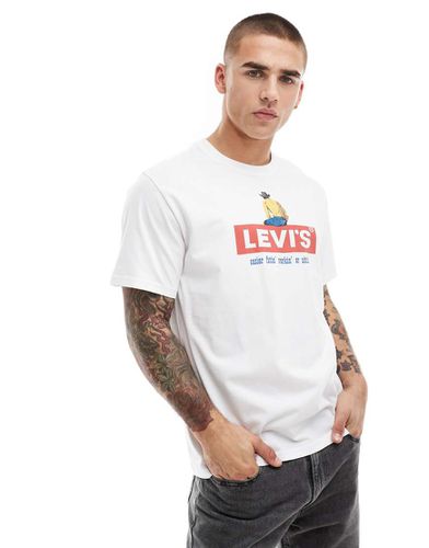 T-shirt comoda bianca con riquadro del logo con cowboy - Levi's - Modalova