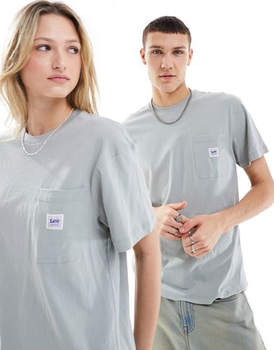 T-shirt unisex comoda /blu chiaro con tasca con etichetta - Lee - Modalova