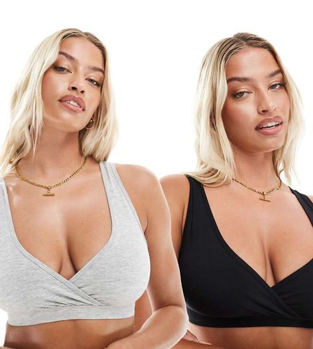 Maternity - Confezione da 2 reggiseni per l'allattamento nero e grigio - Lindex - Modalova