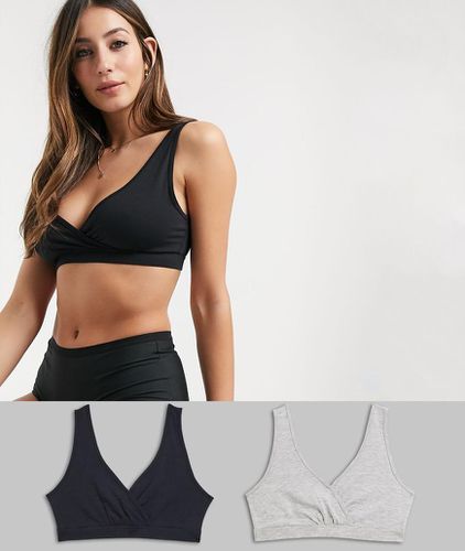 MOM - Confezione da 2 reggiseni da notte per l'allattamento in cotone grigio e nero - MULTI - Lindex - Modalova