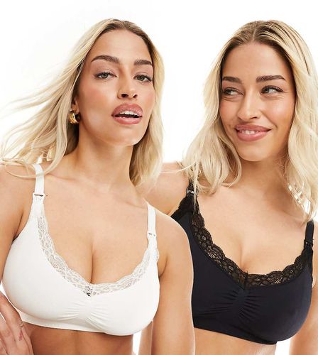 Confezione da 2 reggiseni per l'allattamento bianco e nero con pizzo senza cuciture - Lindex - Modalova