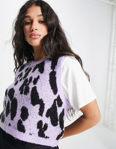 Canotta lilla in maglia leopardata - Monki - Modalova