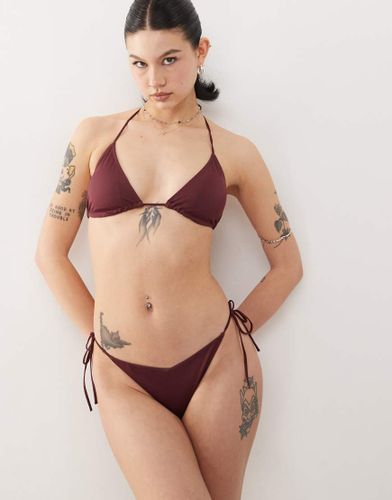 Mix & Match - Bas de bikini noué sur les côtés - Bordeaux - Monki - Modalova