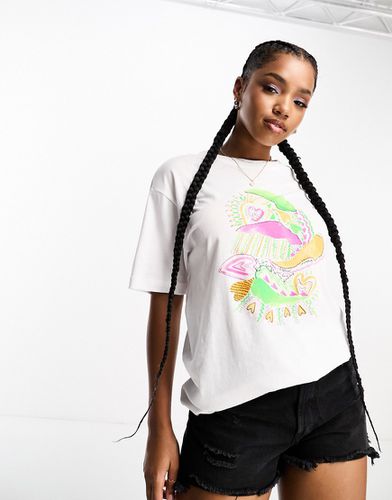 T-shirt bianca oversize con stampa "Love" - Monki - Modalova