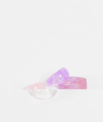 Madein - Confezione da 4 anelli spessi in plastica lilla e rosa - Madein. - Modalova