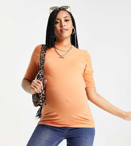 Mamalicious Maternity - Maglietta in cotone con collo a imbuto color pesca - ORANGE - Mama.licious - Modalova