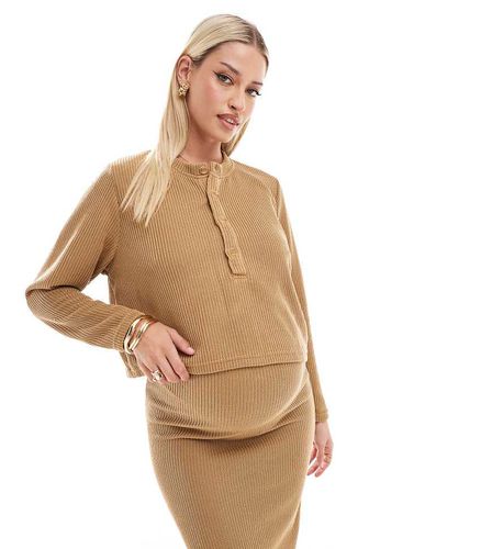 Mamalicious Maternity - Crop top serafino color senape in coordinato - Mama.licious - Modalova