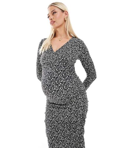 Mamalicious Maternity - Vestito midi a maniche lunghe in jersey a fiori - Mama.licious - Modalova