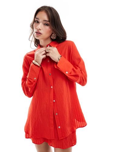 Camicia oversize rossa in coordinato - Mango - Modalova