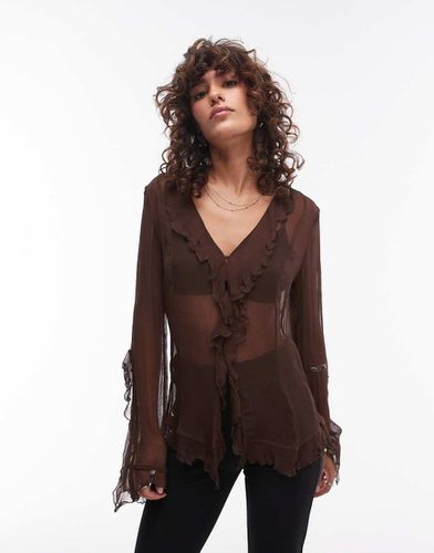 Blusa in rete con laccetti - Mango - Modalova