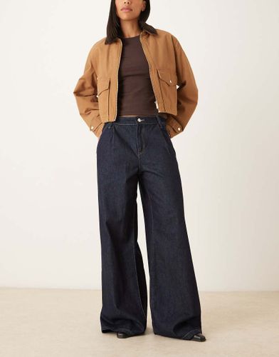 Ona - Jean baggy plissé devant en 100 % coton - Indigo - Mango - Modalova