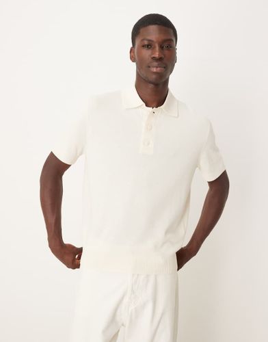 Polo boutonné en maille de coton mélangé - Écru - Mango - Modalova