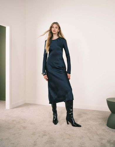 Robe longue en satin à manches longues - Mango - Modalova