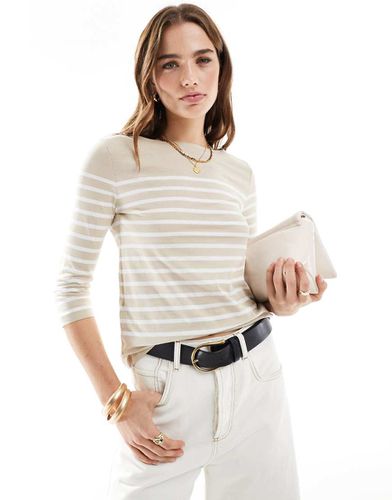 Top a maniche lunghe a righe beige - Mango - Modalova