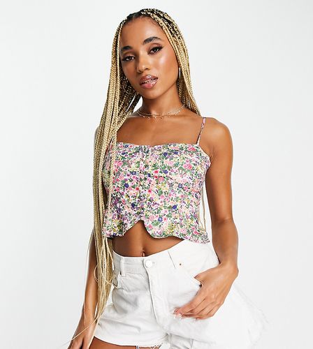 Top a corsetto con bottoni sul davanti a fiori - Missguided - Modalova