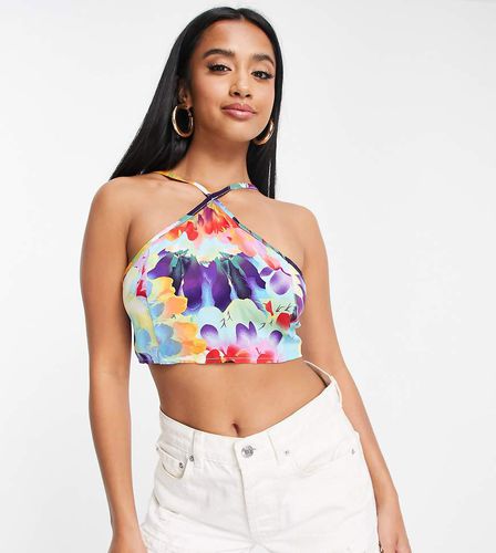 Crop top con scollo a vogatore e motivo a fiori in coordinato - Missguided Petite - Modalova