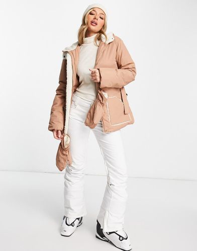 Piumino da sci color cammello foderato in pile borg con manopole - Missguided - Modalova